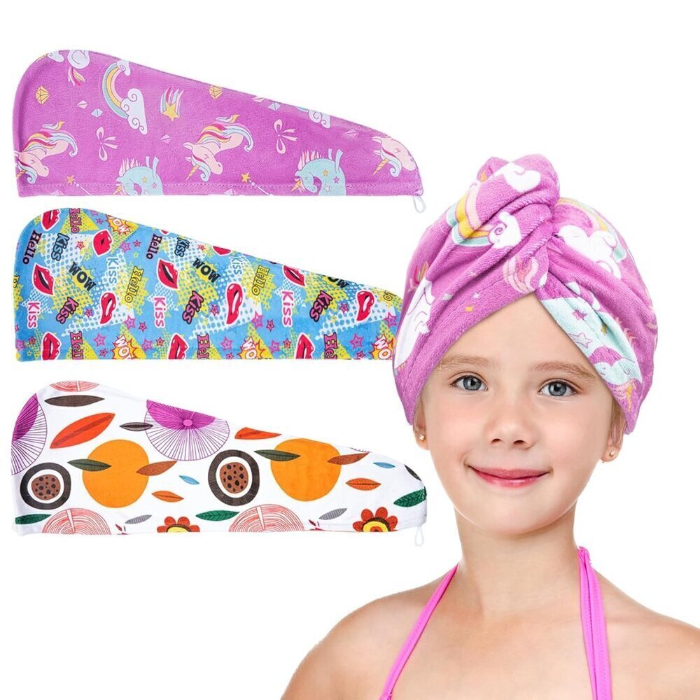 Microfiber Hair Towels Pack Kids Women Quick Dry Curly Long Thick Hair
